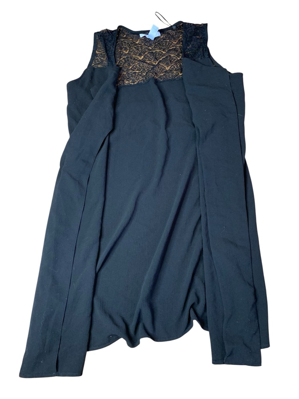 Streetwear Society Black Lace Sleeveless Draped Top – Size Large